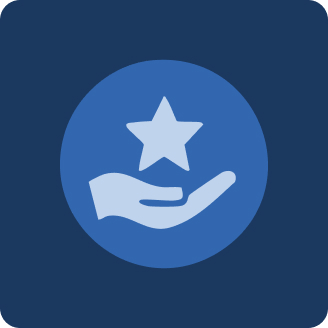 Hand holding a star icon symbolising NDIE’s core values of quality and excellence.